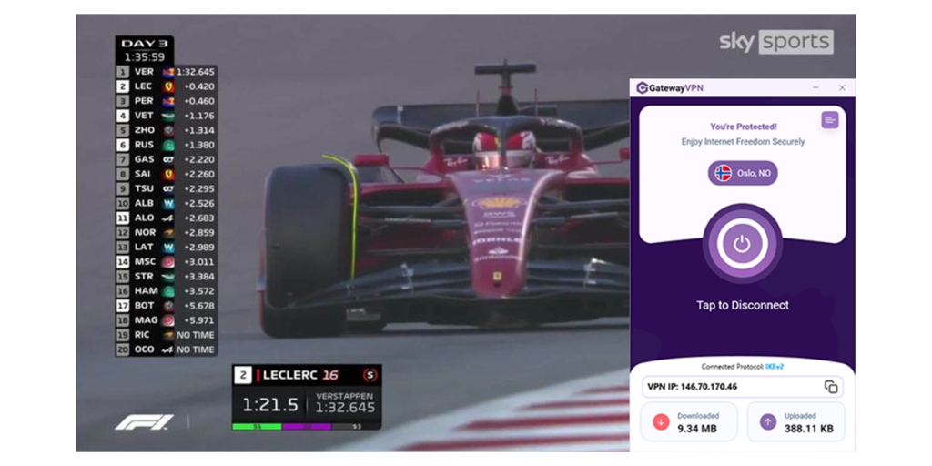 Unblock F1 TV Pro With GatewayVPN