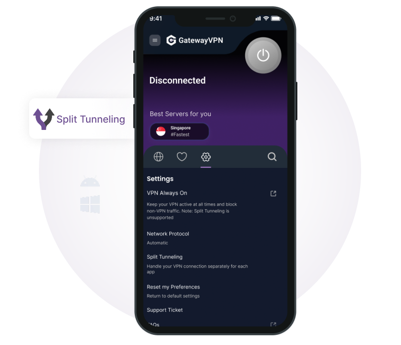 GatewayVPN Split Tunneling