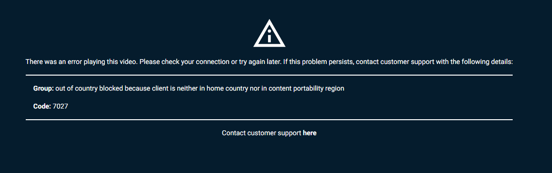 NBA League Pass blackout error - error code: 7027